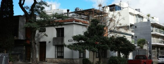 Older and newer buildings meeting at a neighborhood street corner