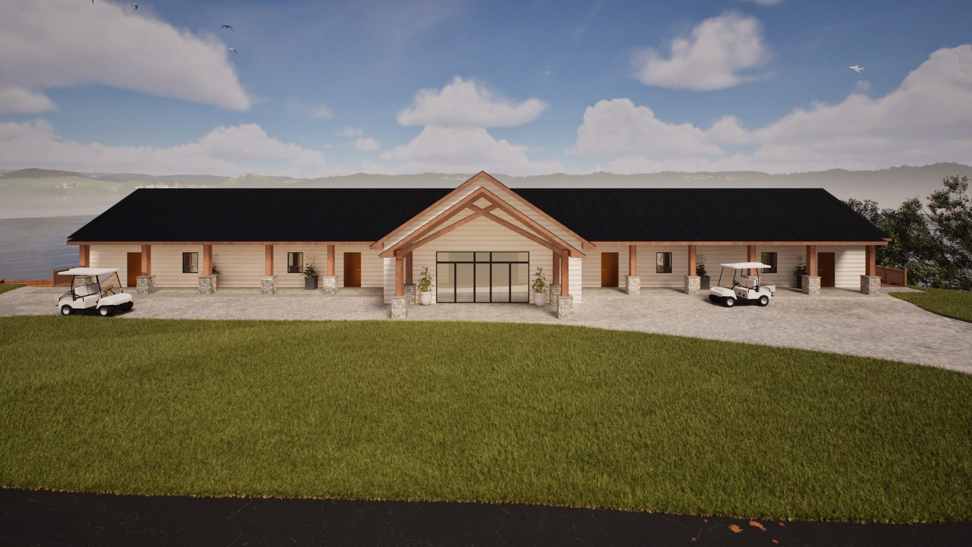 Rendering of Crosspointe Camp lodge exterior in Rocky Mount, MO
