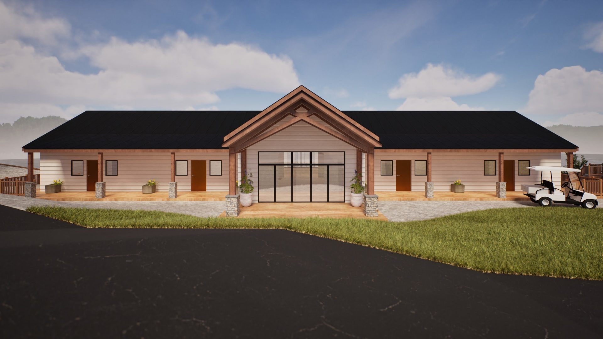 Rendering of Crosspointe Camp lodge exterior in Rocky Mount, MO